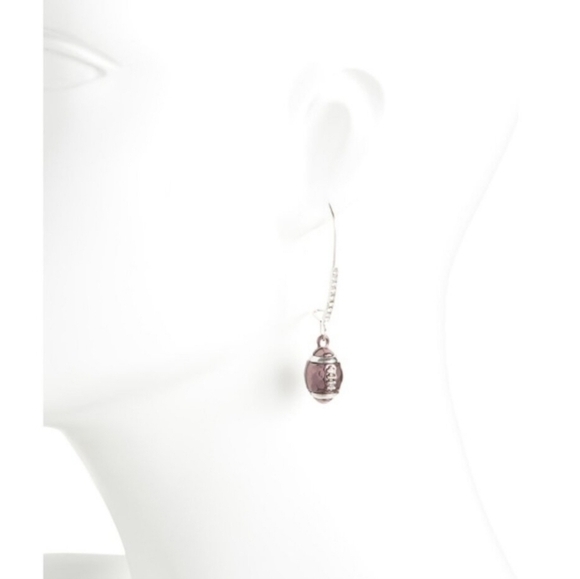 🏈🔹️BETSEY JOHNSON🔹️ Brown Football Shepard Hook Earrings - Picture 2 of 2